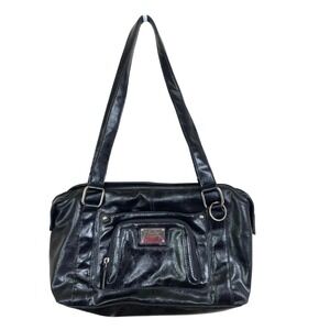 Y2k 90s Liz Claiborne Bag Large Leather Indie Sleeze Hipster Shoulder Black